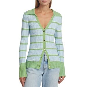 🌻NEW w/tags Ramy Brook  Raya Pointelle Striped Cardigan Women's Size XL